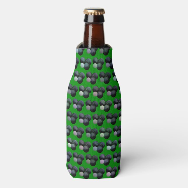 Green Lawn Bowls Pattern, Bottle Cooler (Bottle Front)