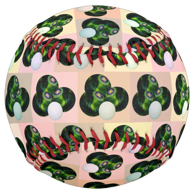 Green Lawn Bowls Pop Art, Customizable Softball (Front)