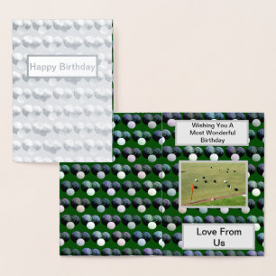 Green Lawn Bowls, Silver Foil Birthday Card, Foil Card