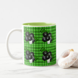 Green Lawn Bowls Tartan Design, Two-Tone Coffee Mug