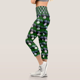 Green Lawn Bowls With Jack Pattern, Capri Leggings