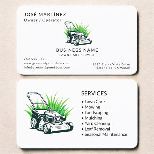 Green Lawn Care and Landscaping Service Business Card