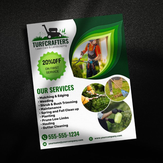 Green Lawn Care & Landscaping Mowing Grass Cutting Flyer (Creator Uploaded)