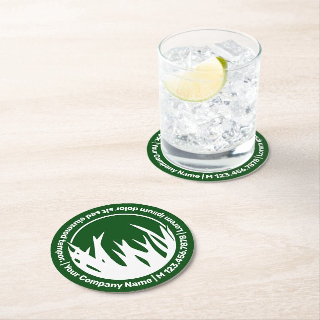 Green Lawn Care Service Promotional  Round Paper Coaster (Insitu)