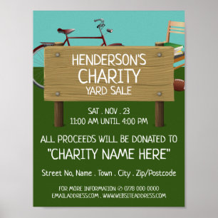 Green Lawn, Charity Yard Sale Event Advertising Poster