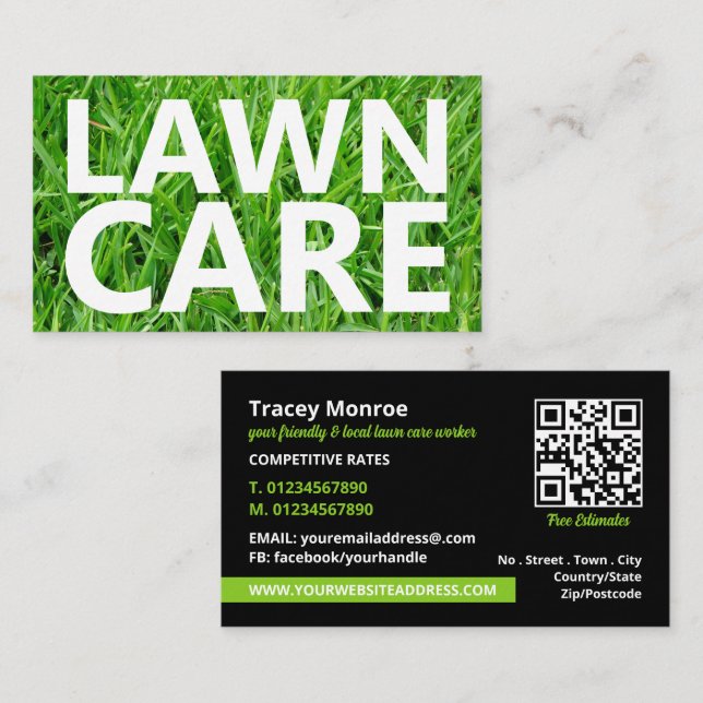 Green Lawn, Lawn Care Services Business Card (Front/Back)
