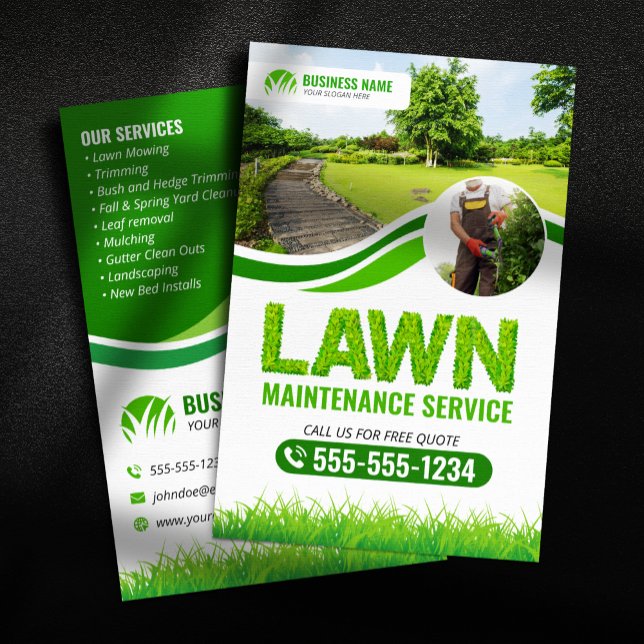 Green Lawn Maintenance Service Landscaping Mow Flyer (Creator Uploaded)