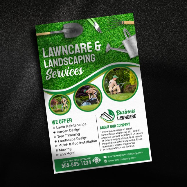 Green Lawncare Landscaping Garden Lawn Care Mowing Flyer (Creator Uploaded)