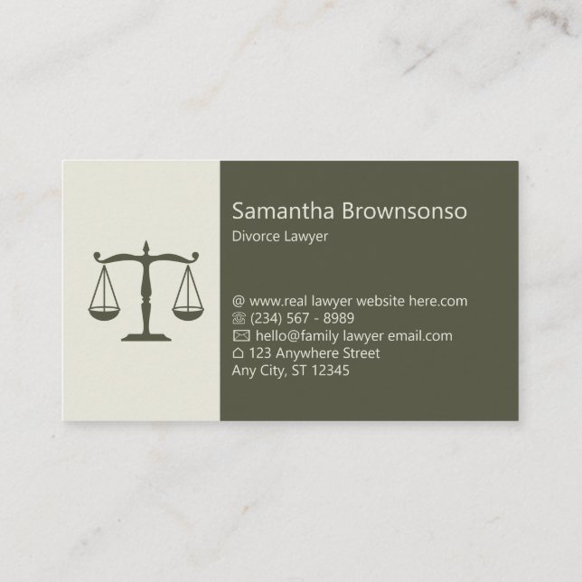 Green Lawyer Law Office Business Card (Back)