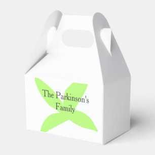Green leaf abstract pastel family name retro boho favour box