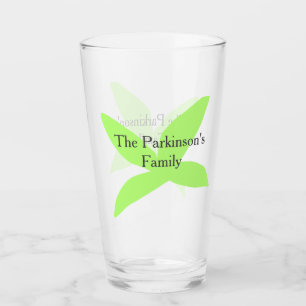 Green leaf abstract pastel family name retro boho glass