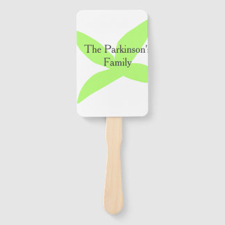 Green leaf abstract pastel family name retro boho  hand fan