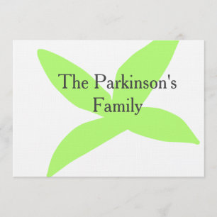 Green leaf abstract pastel family name retro boho  invitation