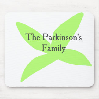 Green leaf abstract pastel family name retro boho  mouse mat