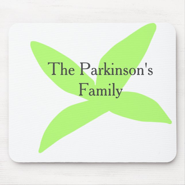 Green leaf abstract pastel family name retro boho  mouse mat (Front)