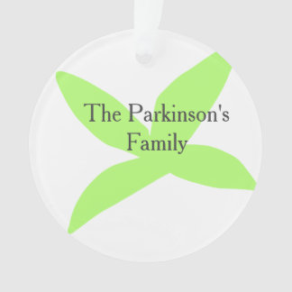 Green leaf abstract pastel family name retro boho  ornament