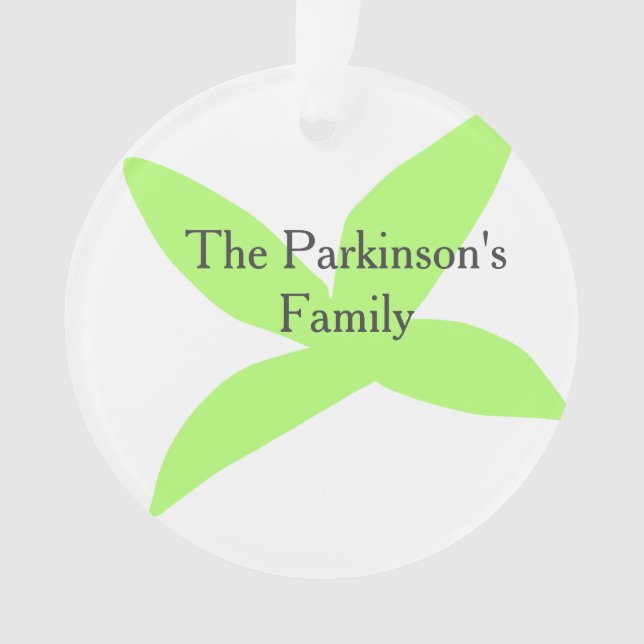 Green leaf abstract pastel family name retro boho  ornament (Front)