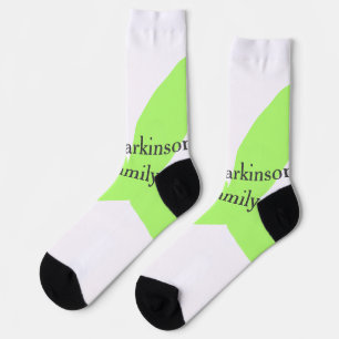 Green leaf abstract pastel family name retro boho  socks