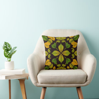 Green Leaf Abstract Square Throw Pillow