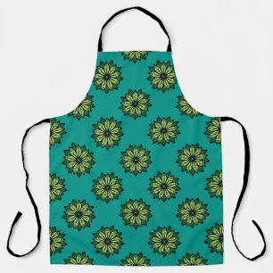 Green Leaf and Flower seamless pattern background. Apron