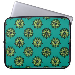 Green Leaf and Flower seamless pattern background. Laptop Sleeve