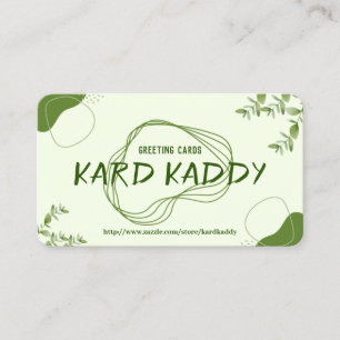Green Leaf And Lines Design Business Card