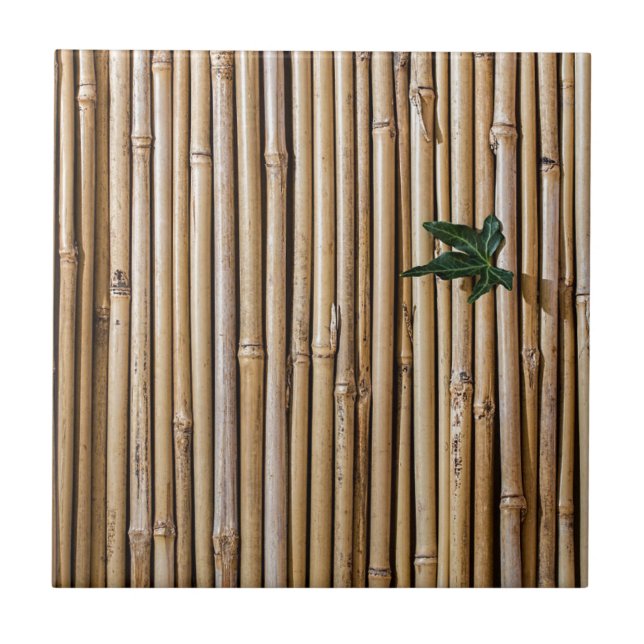 Green Leaf Bamboo Abstract Pattern Tile (Front)