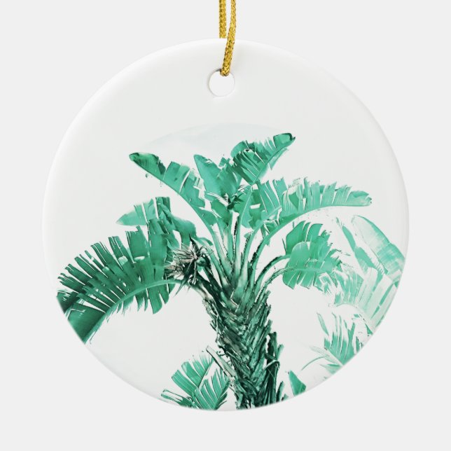Green leaf banana plant ceramic tree decoration (Front)