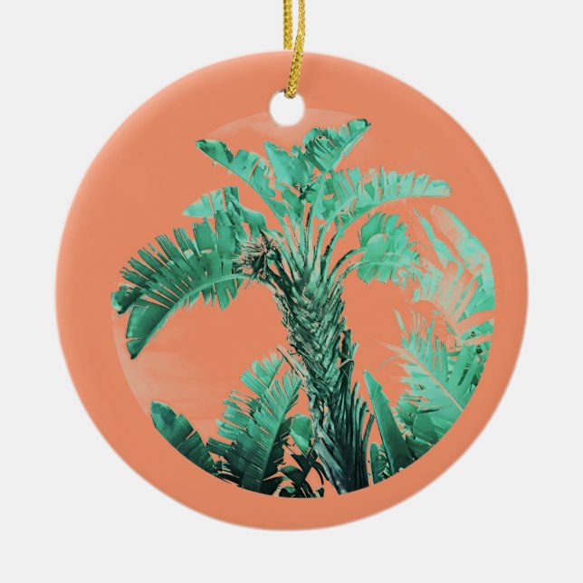 Green leaf banana plant ceramic tree decoration (Front)