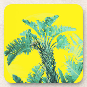Green leaf banana plant coaster