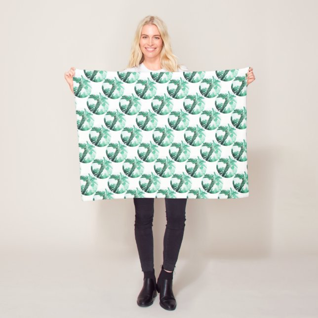 Green leaf banana plant fleece blanket (In Situ)