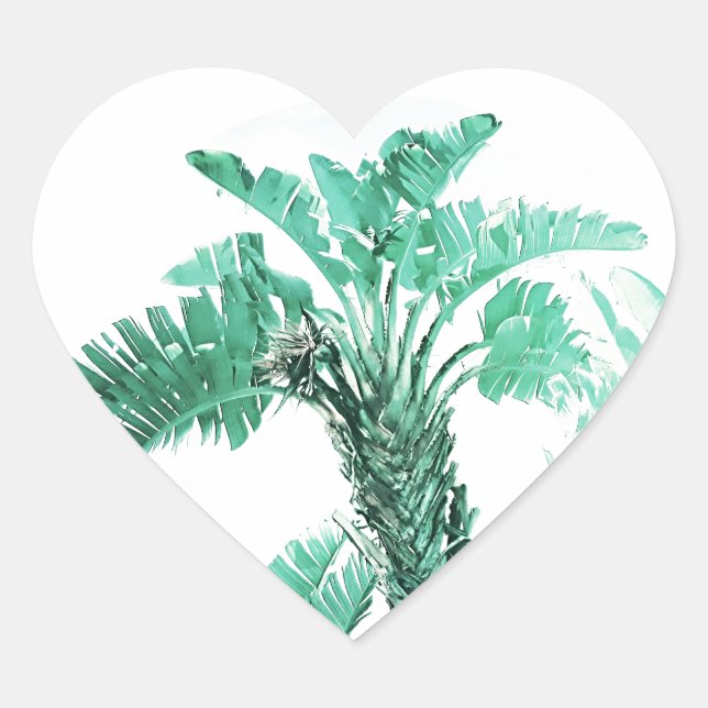 Green leaf banana plant heart sticker (Front)