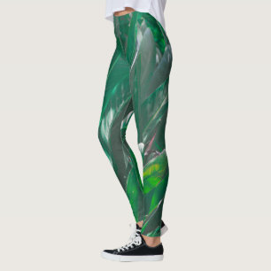 Green leaf banana type plant leaves pastel leggings