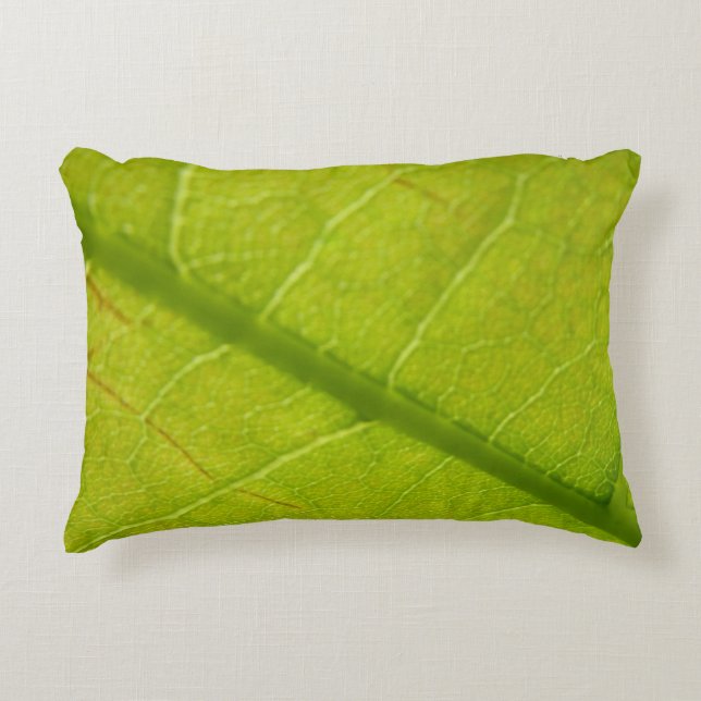 Green Leaf Botanical Nature Photography Decorative Cushion (Front)