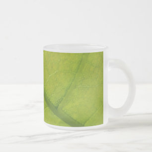 Green Leaf Botanical Nature Photography Frosted Glass Coffee Mug