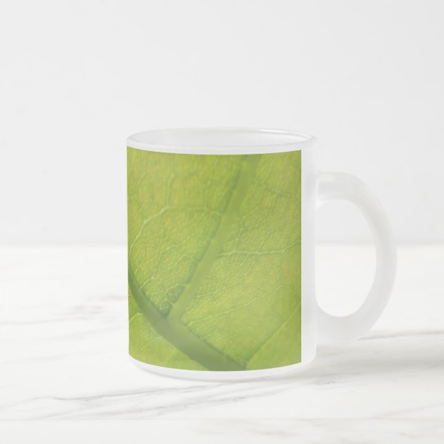 Green Leaf Botanical Nature Photography Frosted Glass Coffee Mug (Right)