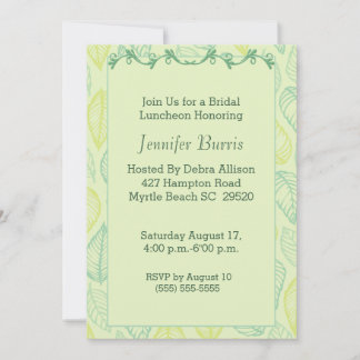 Green Leaf Bridal Luncheon Invitation
