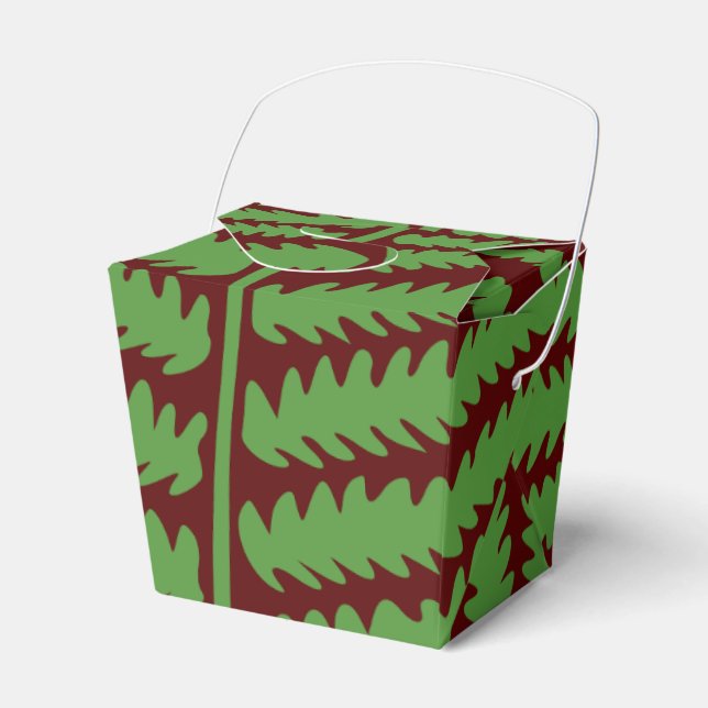 Green Leaf Brown Take Out Favour Box (Front Side)