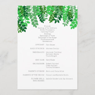 Green Leaf Canopy Wedding Programme