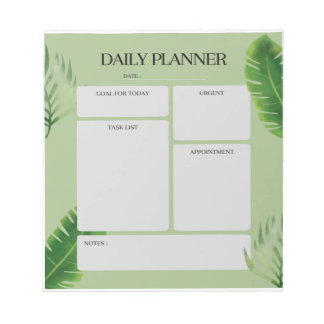 Green Leaf Daily Planner Notepad