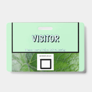 Green Leaf Detail Custom Name Image Visitor Badge ID Badge