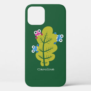 Green Leaf Eaten Cute Cartoon Bugs Name iPhone 12 Case