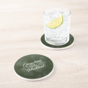 Green leaf elegant greenery spring wedding coaster