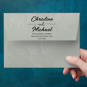 Green leaf elegant greenery spring wedding envelope