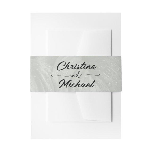 Green leaf elegant greenery spring wedding invitation belly band (Front Example)