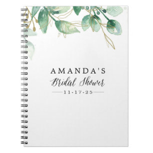 Green Leaf Eucalyptus Bridal Shower  Notebook