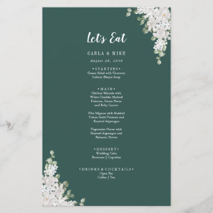 Green Leaf Floral Thank You and Wedding Menu