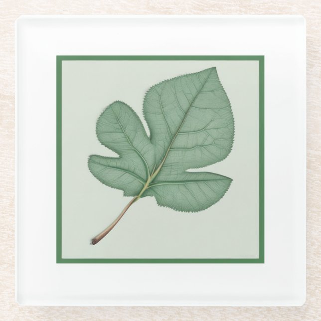 Green Leaf Glass Coaster (Front)