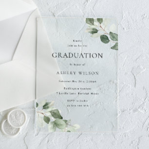 Green Leaf Graduation Celebration Party  Acrylic Invitations