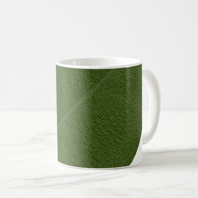 Green Leaf Grid Illustration Mug (Front Right)